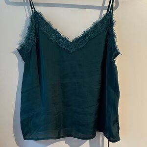 BP Satin Teal Lace-Trimmed Camisole